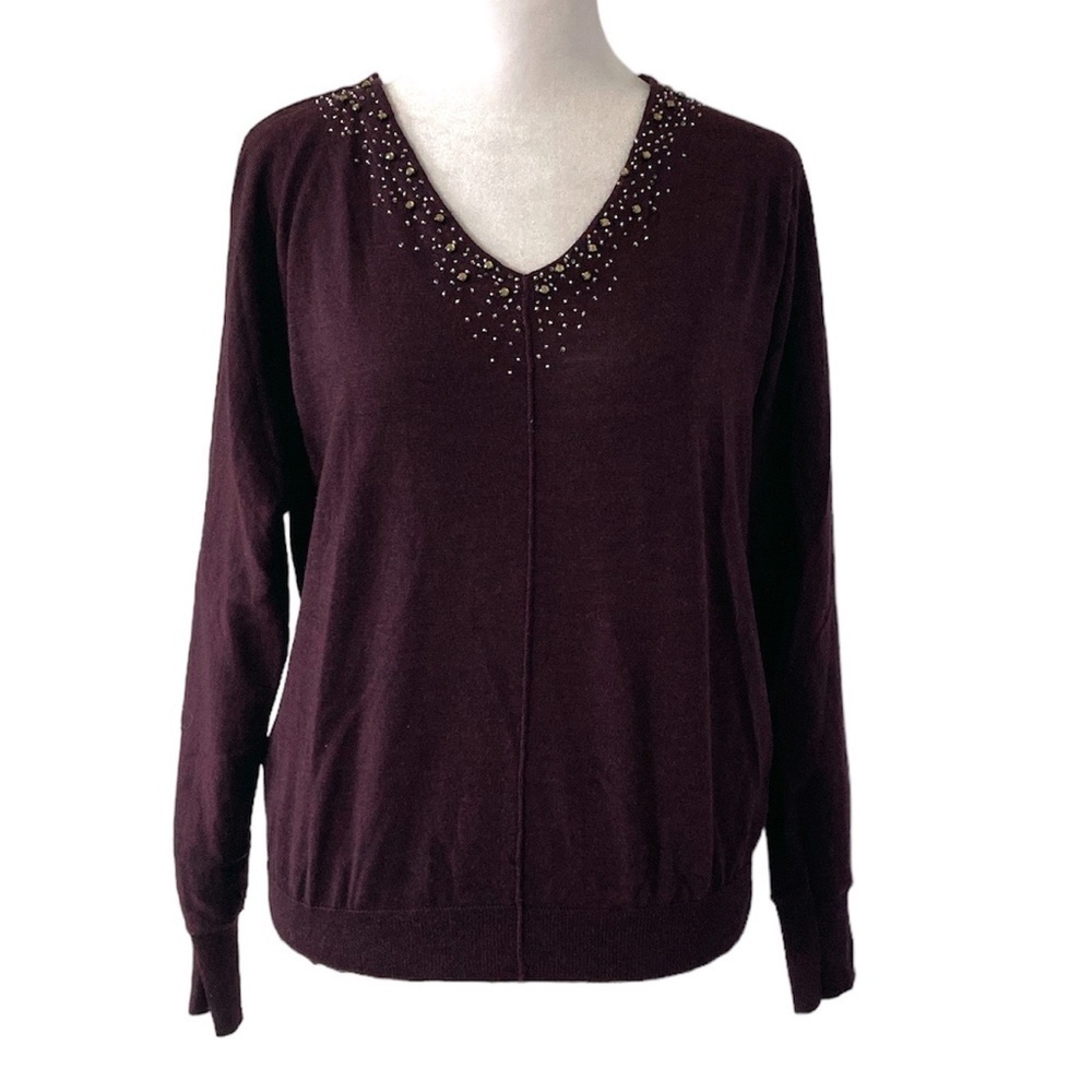 LOFT medium sweater v-neck purple